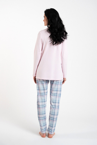 Emilly Unzipped Ladies' Long Sleeve Pyjamas and Trousers Italian Fashion - rosa/print 