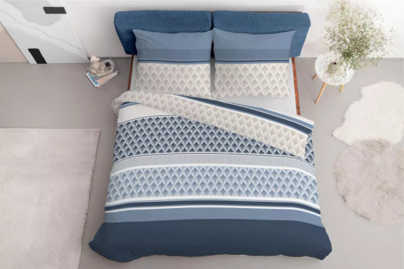 5028 Eine Detexpol-Geometrie-Mikrofaserbettwäsche, blau