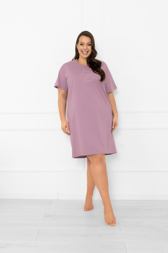 Damen Nachthemd Ksara - kurzarm, Baumwolle Italian Fashion - heather