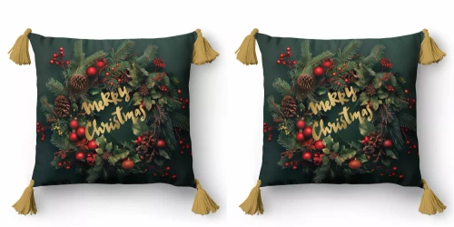 5377 A Merry Christmas Dekorativer Weihnachtskissenbezug Weihnachtsdeko Detexpol - Reißverschluss