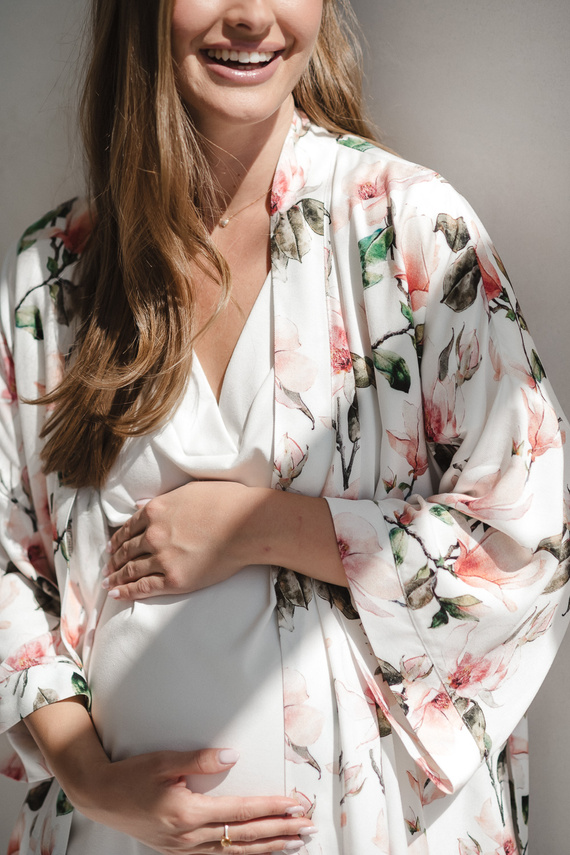 Moon Milk&Love Umstands- und Stillnachthemd – cremefarbene Viskose, Übergröße | Polnische Qualität