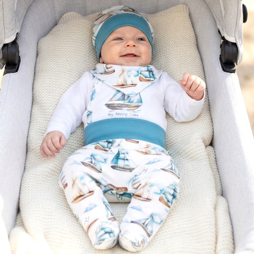 NINI ABK-0051/ZAG Ship Baby-Set 4-teilig aus 100% Bio-Baumwolle