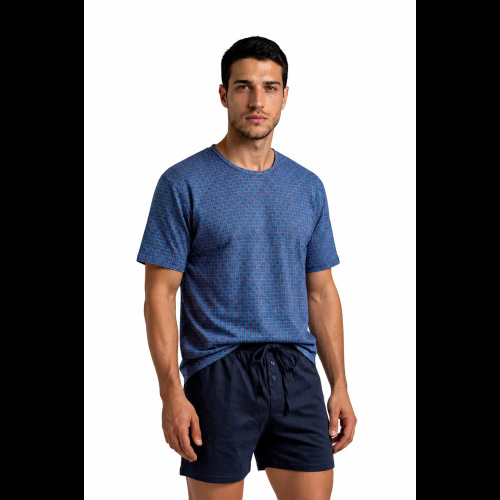 Sesto Senso 2723/12 Granat Herren Baumwoll-Pyjama Kurz 100% Baumwolle