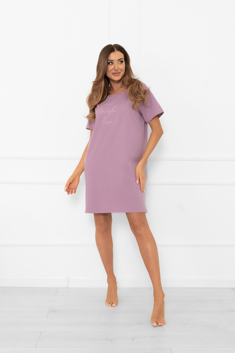 Damen Nachthemd Ksara - kurzarm, Baumwolle Italian Fashion - heather