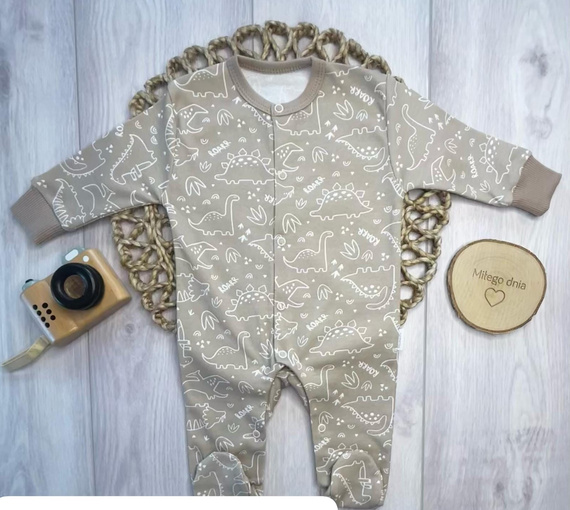 Mamatti PA16540 Baby-Strampler aus Baumwolle mit Dinosaurier-Motiv, langärmlig