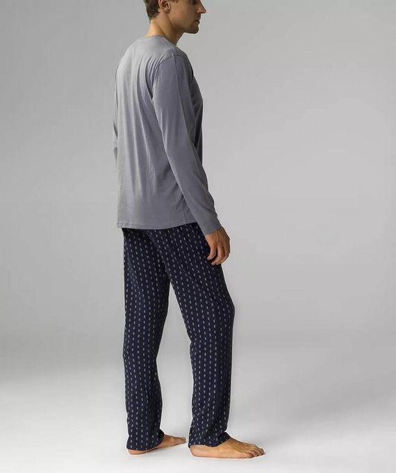 NMP-373 Herren-Langarmpyjama, Atlantic – Grau Marineblau