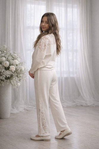 Eliza Bambarillo cremefarbenes Set mit Spitze für Mädchen