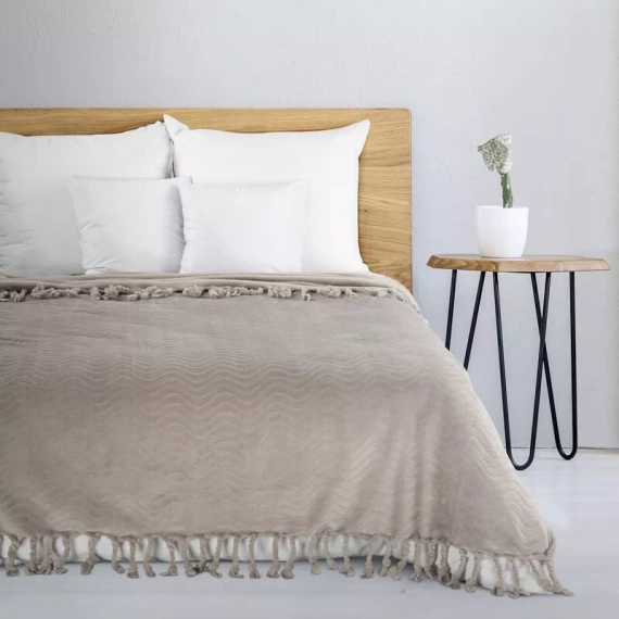 Emma Decke Tagesdecke mit Fransen Eurocurtains beige