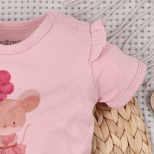 Baby Body Nini Little Mouse Bio-Baumwolle Druckknöpfe Schulter Kurzarm