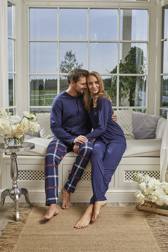 Song Damen Schlafanzug langarm, lange Hose Italian Fashion - navy blue