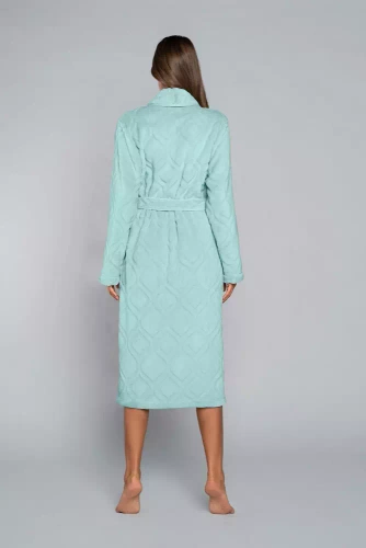 Morena Damen Fleece Morgenmantel Italian Fashion - mint