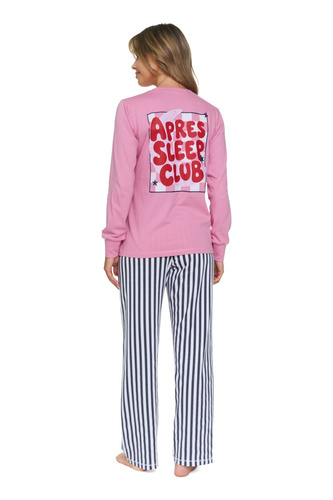 Doctor Nap 7523 Apres Sleep Damen-Pyjama 100% Baumwolle rosa gestreift