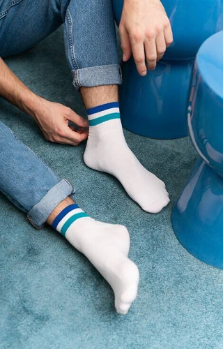 art.054 Steven Sports Gestreifte Herrensocken – 300 weiß