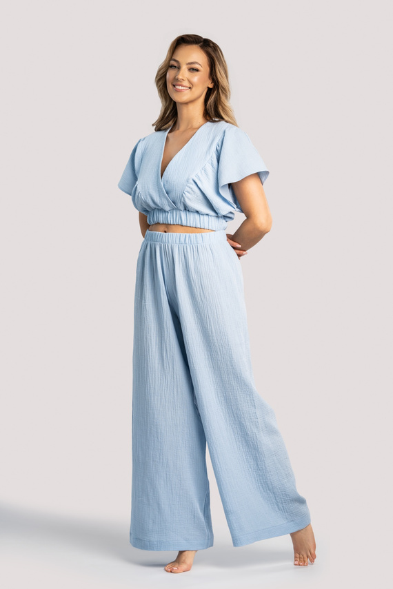 Tola Damen Musselin-Set Unikat blau – sommerliche Heimunterwäsche