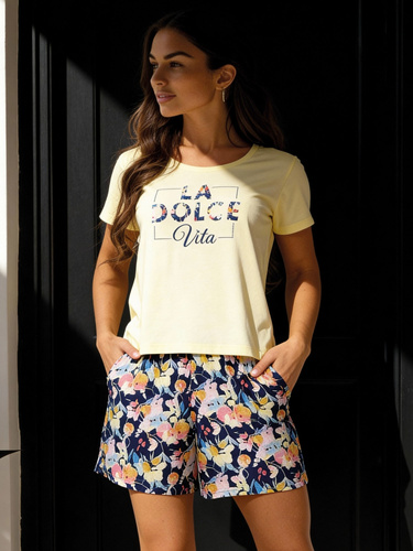 Damen-Pyjama Cornette Dolce Vita 880/331, 100 % Baumwolle, Shorts mit Taschen