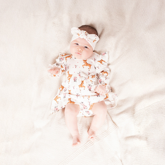 216065 Puppen-Stirnband Nicol – cremefarbene Baumwolle mit großer Schleife