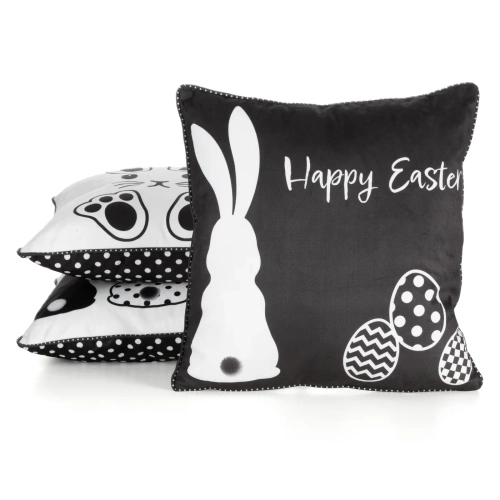 Frühling 5 Osterkissenbezug mit Samtdruck, Eurocurtains, schwarz