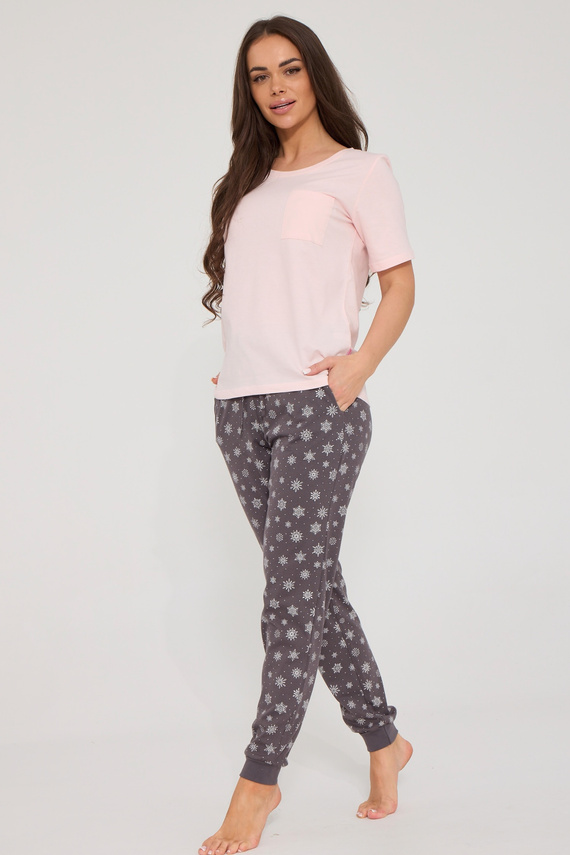 Cornette Margot 1114/515 Damenpyjama 100% Baumwolle Braun mit Spitze