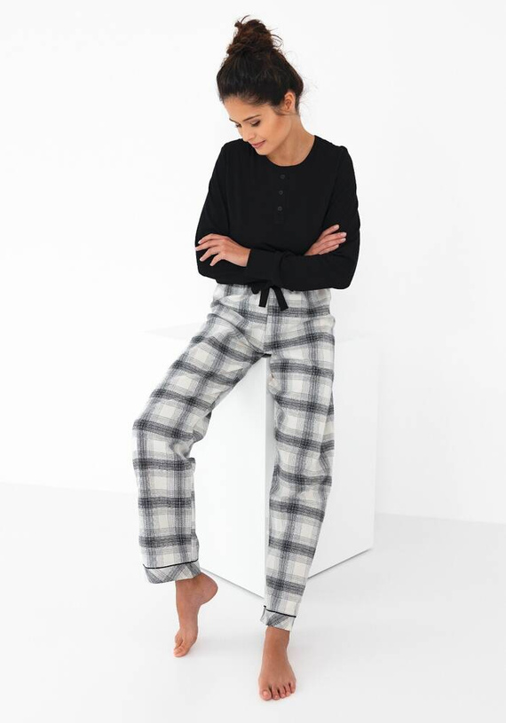 Blanche Damen-Pyjama Flannel Sensis - schwarz