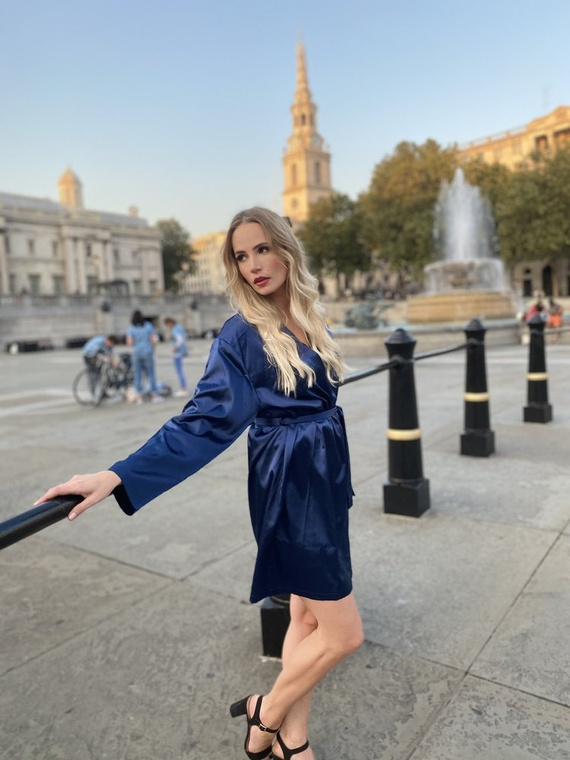 797 Klassischer Damenbademantel Forex - navy blau