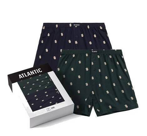 2MBH-003 Atlantic Herren-Boxershorts – Marineblau und Smaragd