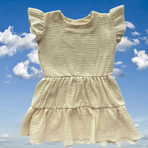 Mamatti SE50503 Muslin-Kleid Ecru Leicht Baumwolle für Mädchen