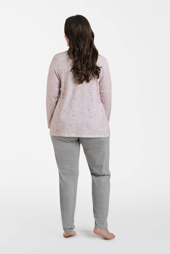 Simona Damen Schlafanzug mit langen Ärmeln und langer Hose Italienische Mode - Druck/Melange