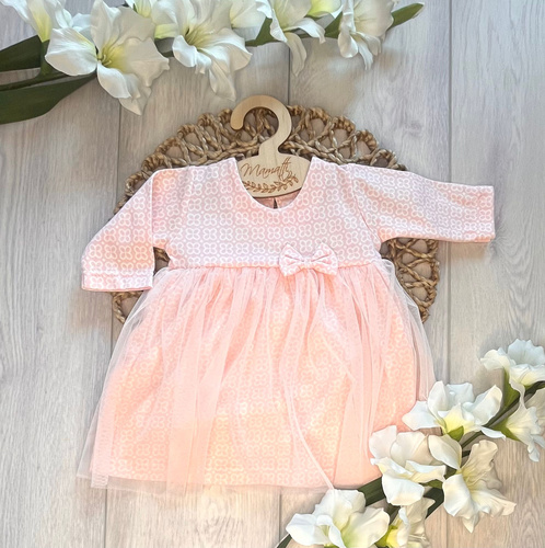 Baby Kleid-Body Mamatti SB15903 Tüll Blumen Langarm bequem