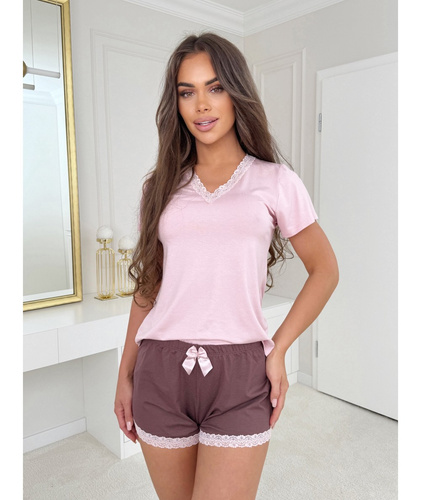 Daphne Shorts Donna Damen-Pyjama, rosa – Kurzarm, Viskose, leicht und feminin