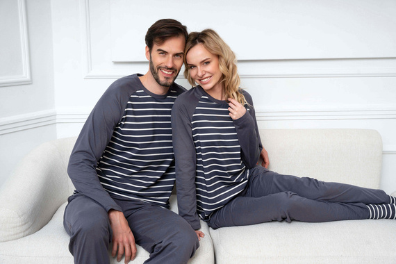 Lars Herren Schlafanzug mit langen Ärmeln, lange Hose Italian Fashion - graphite/graphite print