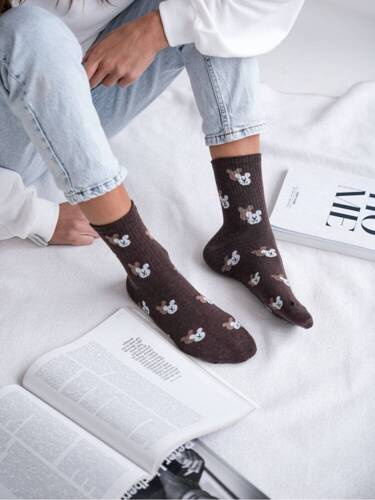 200-142 Teddy Bear Heads Milena Damensocken – Braun