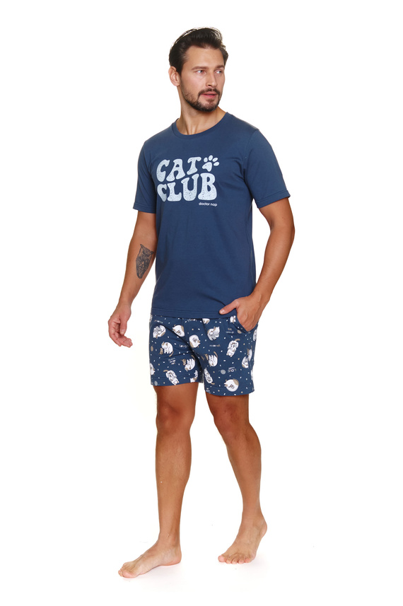 7204 „Cat Club“ Doctor Nap Herren-Pyjama – tiefblau