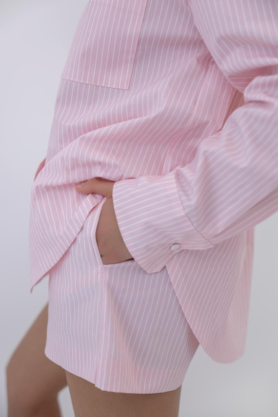 Sensis Bellina Damenpyjama rosa aus Baumwolle mit Knöpfen und Taschen