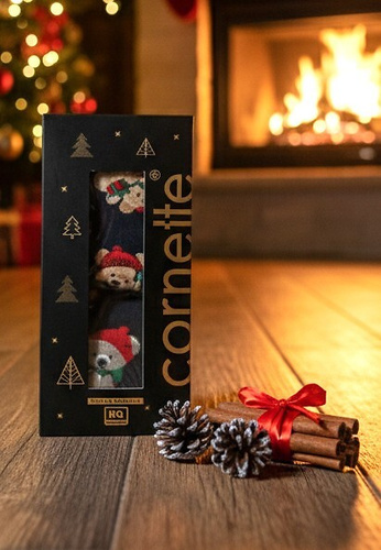 914/02 Weihnachts-Teddy-Set für Herren von Cornette – Boxershorts und Socken, Baumwolle