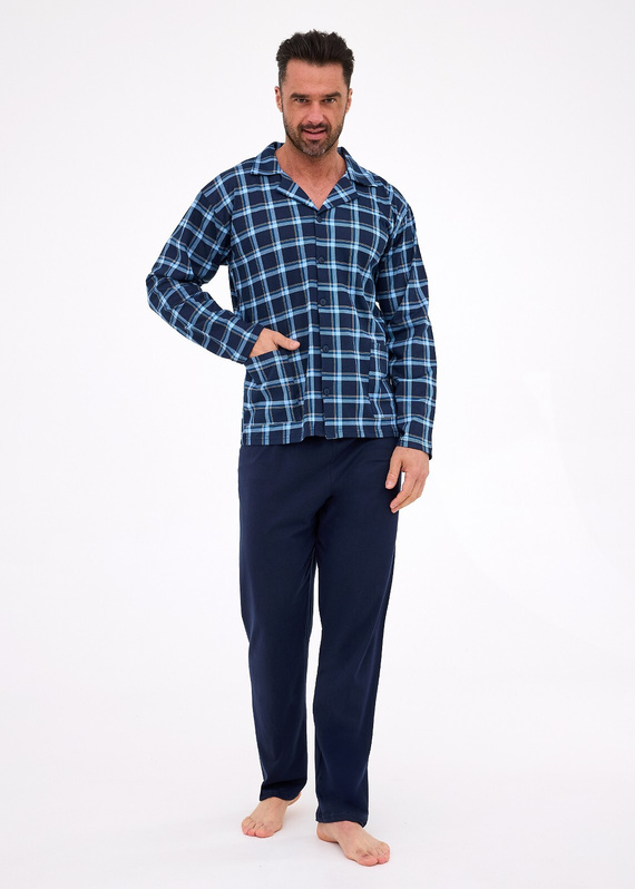 114/81 Cornette Herrenpyjama | Reißverschluss, 100 % Baumwolle, Kragen und Taschen