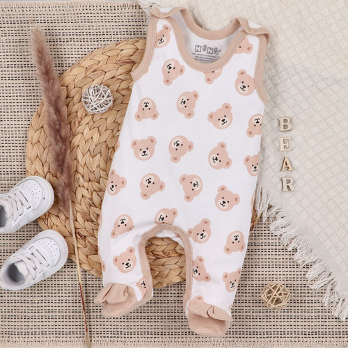 ABN-5355 Sweet Bears Nini Schlafanzüge aus Bio-Baumwolle, Beige
