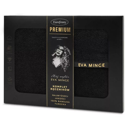 Venus 3 Set hochwertiger Eurofirany-Handtücher von Eva Minge – Schwarz