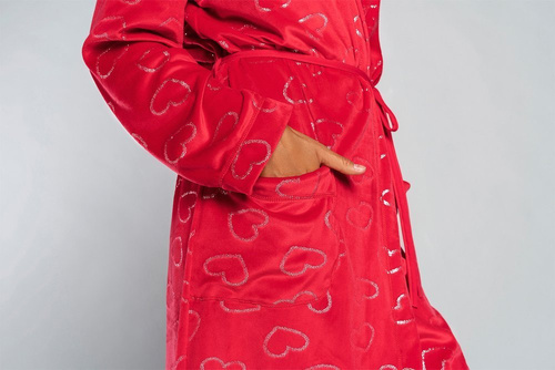 Elixir Damenbademantel mit Taschen Italian Fashion - rot/print 