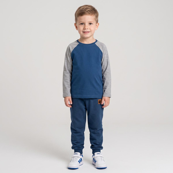228139 Nicol FARMA Jungen-Raglanshirt in Marinegrau Melange aus Baumwolle