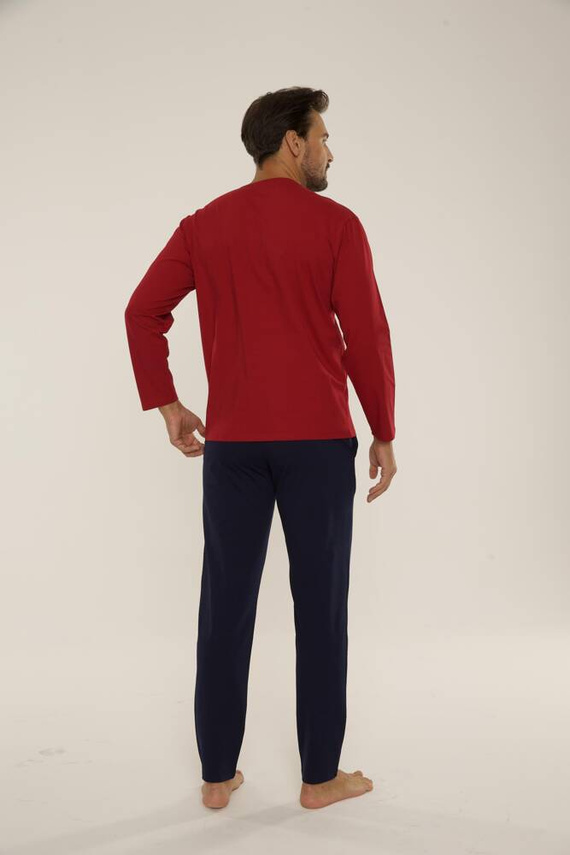 683 Kevin Forex Herren Schlafanzug - kastanienbraun - marineblau