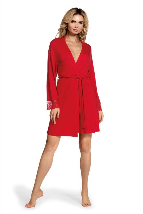 412 Dagmara Damen Kurzer Morgenmantel Forex - rot