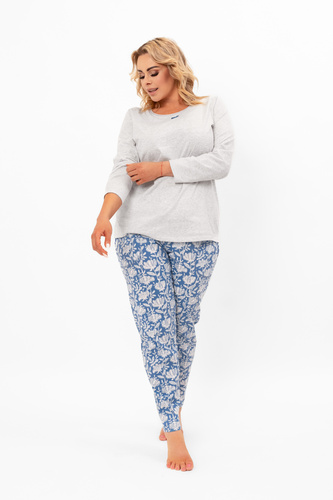 Damen Schlafanzug Boma - lange Ärmel, lange Hose, Baumwolle Italian Fashion - melange/print 