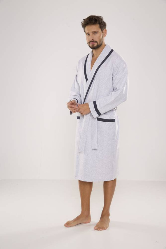 564 Bruno Herren Bademantel De Lafense - hell melange 