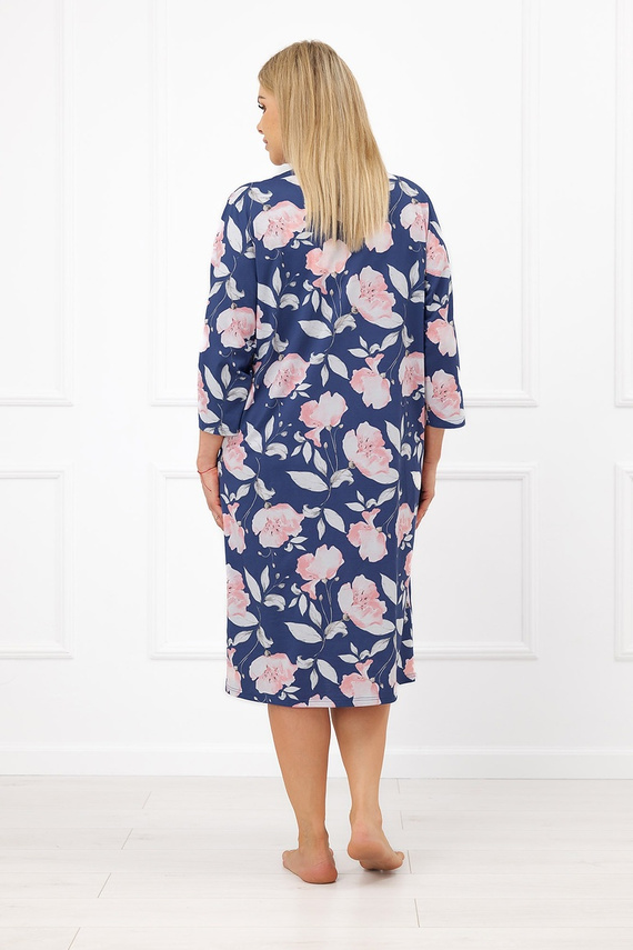 Nachthemd Italian Fashion Ardizja 100% Baumwolle Blumen 3/4-Arm