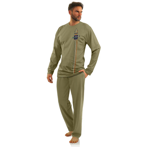 7538 Sesto Senso Herren-Langarmpyjama – Khaki