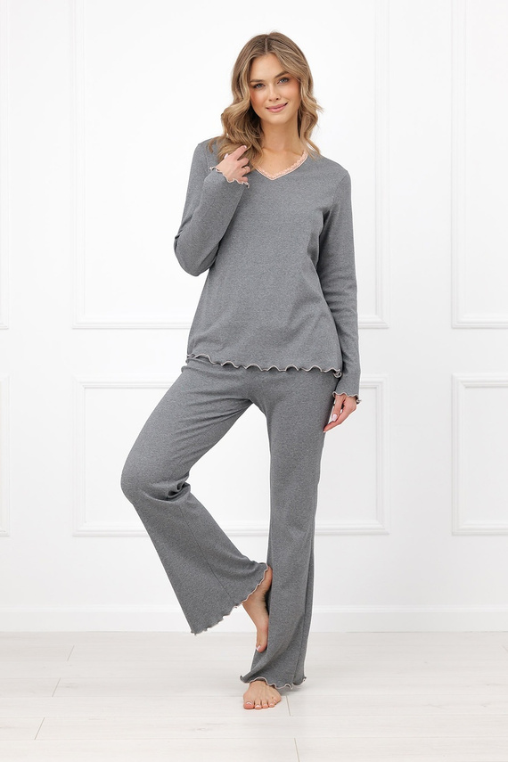 Damen-Pyjama Italian Fashion Jaśmina 100% Baumwolle Spitze Schlaghosen