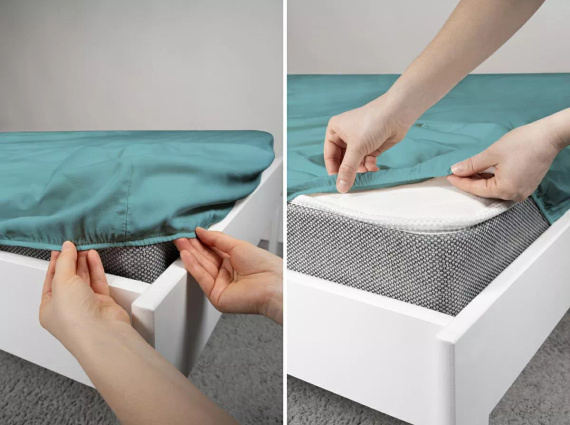 Mikrosatin Spannbettlaken Poly Detexpol glatt mit Gummizug turquoise