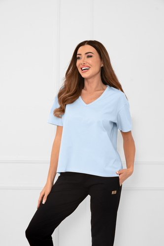 Klara - Damen-Kurzarmbluse | Italian Fashion blau