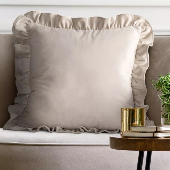 Kissenbezug Brenda 45x45 Salbei Samt Eurofirany Volant beige