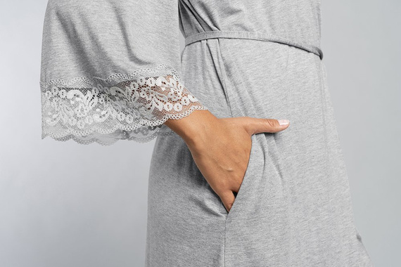 Samaria Robe Italian Fashion 3/4 Ärmel - grau